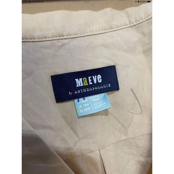 New Anthropologie Maeve Puff-Sleeved Midi Dress Size 18w Color Beige - Picture 7 of 8